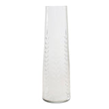 Etched soda lime glass vase 9"h