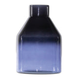 Blue soda lime glass bottle vase 7"h