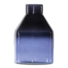 Blue soda lime glass bottle vase 7"h