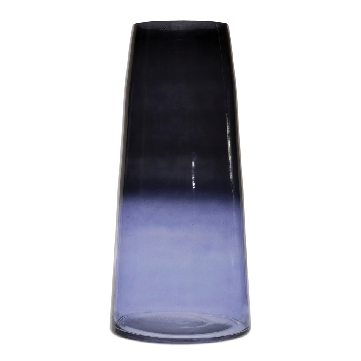 Blue soda lime glass vase 12.5"h