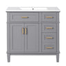 Modern Bathroom Vanity With Ceramic Sink, Soft Close Storage Cabinet