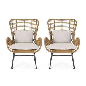 Modern Aesthetic Outdoor Rattan Accent Chair With Metal Legs
