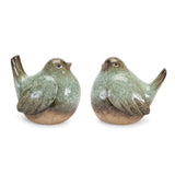 Ceramic bird figurines with unglazed accents (set of 4)