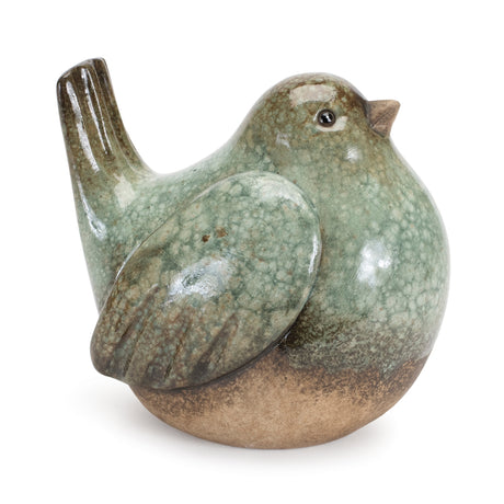 Ceramic bird figurines with unglazed accents (set of 4)