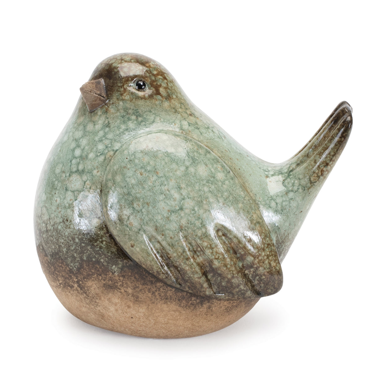 Ceramic bird figurines with unglazed accents (set of 4)