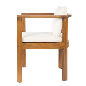 Outdoor Dining Chair Set of 4 with Curved Acacia Wood Arms