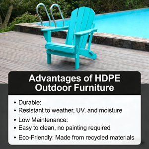 Adirondack Folding Chair with Dual Cup Holders - HDPE All-Weather Outdoor Chairs, Wood-Like Patio Chair for Backyard, Camping, Garden, Pool & Fire Pit, Lake blue