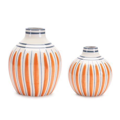 Multi-striped-stone-vase-(set-of-2)-Vases