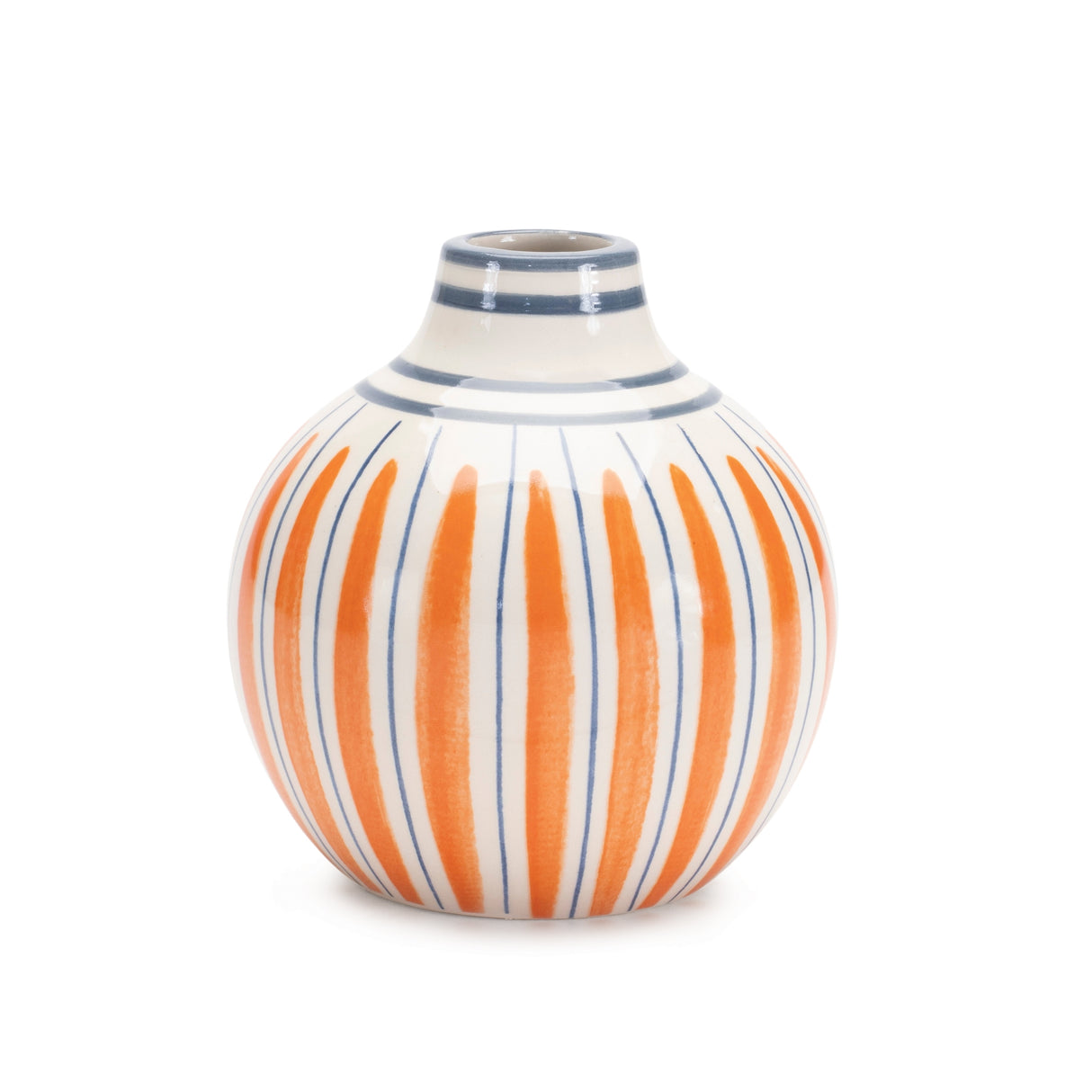 Multi-striped stone vase (set of 2)