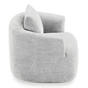 360° Swivel Barrel Sofa Chair With Throw Pillow, Upholstered Accent Chair