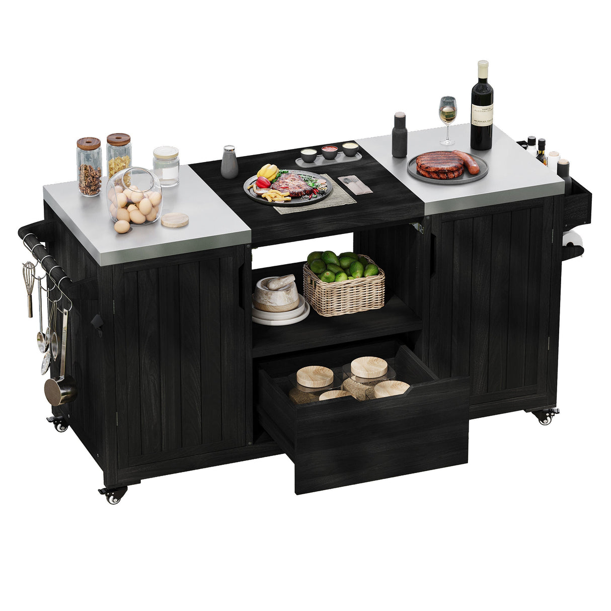 K&K 66.5' Outdoor Kitchen Island for Big Green Egg Grills