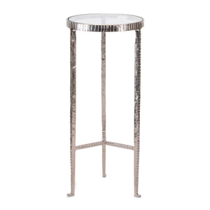 Iron accent table with glass top 24"h