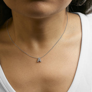 10K White Gold Diamond Accent "A-Z" Initial Bubble Pendant Necklace