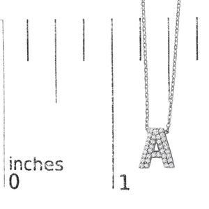 10K White Gold Diamond Accent "A-Z" Initial Bubble Pendant Necklace