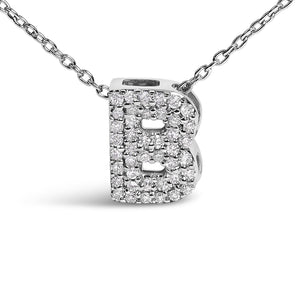 10K White Gold Diamond Accent "A-Z" Initial Bubble Pendant Necklace