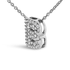 10K White Gold Diamond Accent "A-Z" Initial Bubble Pendant Necklace