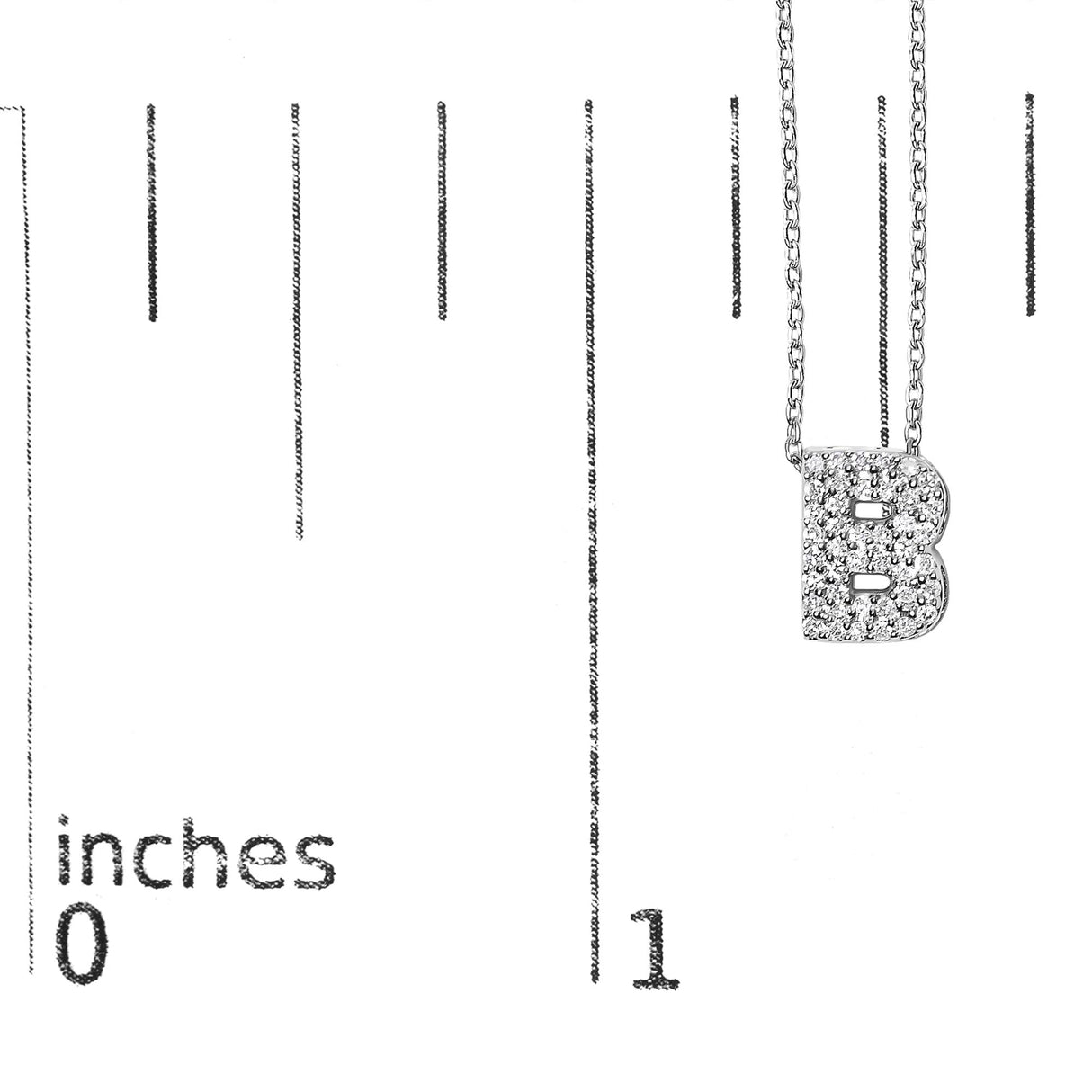 10K White Gold Diamond Accent "A-Z" Initial Bubble Pendant Necklace
