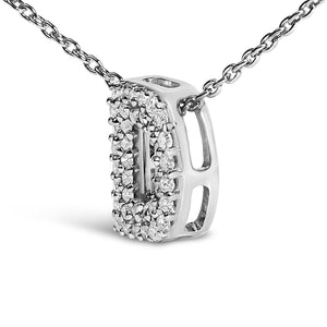 10K White Gold Diamond Accent "A-Z" Initial Bubble Pendant Necklace