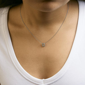 10K White Gold Diamond Accent "A-Z" Initial Bubble Pendant Necklace