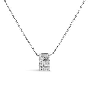 10K White Gold Diamond Accent "A-Z" Initial Bubble Pendant Necklace