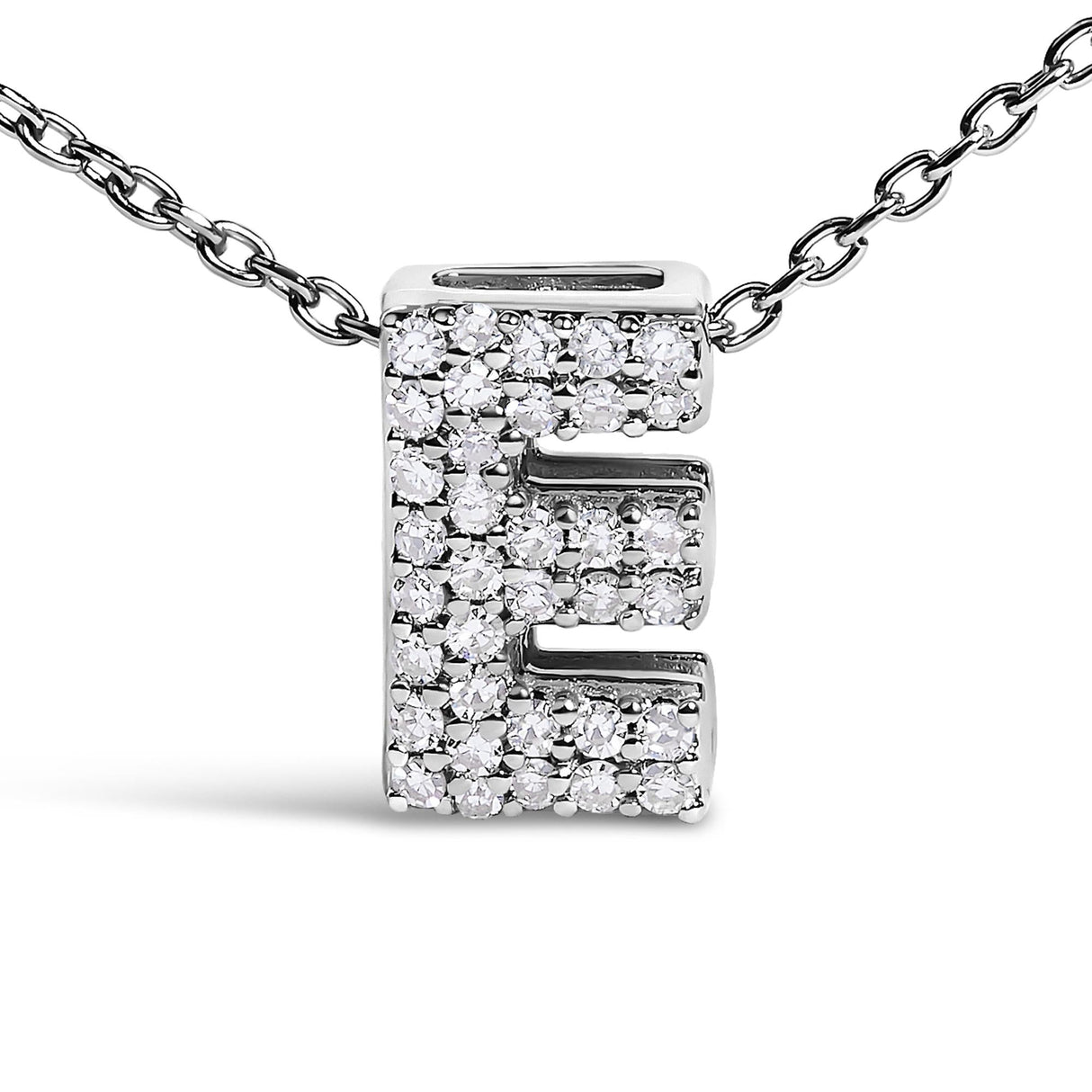 10K White Gold Diamond Accent "A-Z" Initial Bubble Pendant Necklace