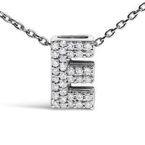 10K White Gold Diamond Accent "A-Z" Initial Bubble Pendant Necklace