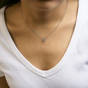 10K White Gold Diamond Accent "A-Z" Initial Bubble Pendant Necklace