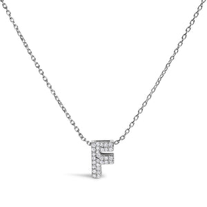 10K White Gold Diamond Accent "A-Z" Initial Bubble Pendant Necklace