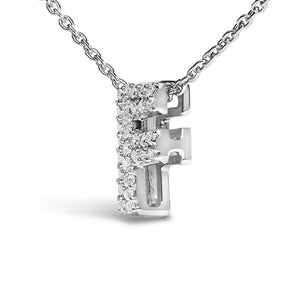 10K White Gold Diamond Accent "A-Z" Initial Bubble Pendant Necklace
