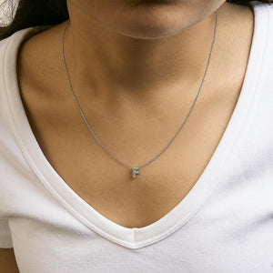 10K White Gold Diamond Accent "A-Z" Initial Bubble Pendant Necklace