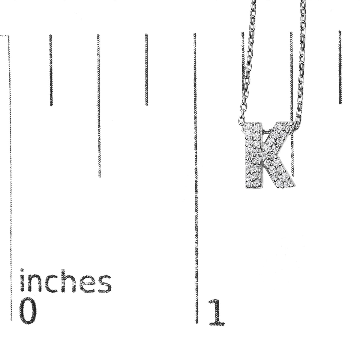 10K White Gold Diamond Accent "A-Z" Initial Bubble Pendant Necklace