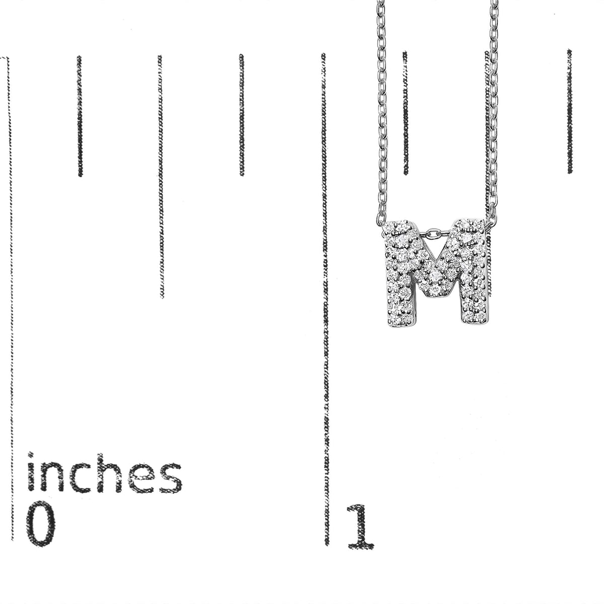 10K White Gold Diamond Accent "A-Z" Initial Bubble Pendant Necklace