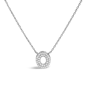 10K White Gold Diamond Accent "A-Z" Initial Bubble Pendant Necklace