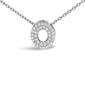 10K White Gold Diamond Accent "A-Z" Initial Bubble Pendant Necklace