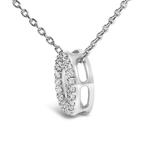 10K White Gold Diamond Accent "A-Z" Initial Bubble Pendant Necklace