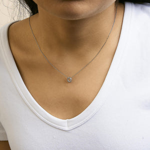 10K White Gold Diamond Accent "A-Z" Initial Bubble Pendant Necklace