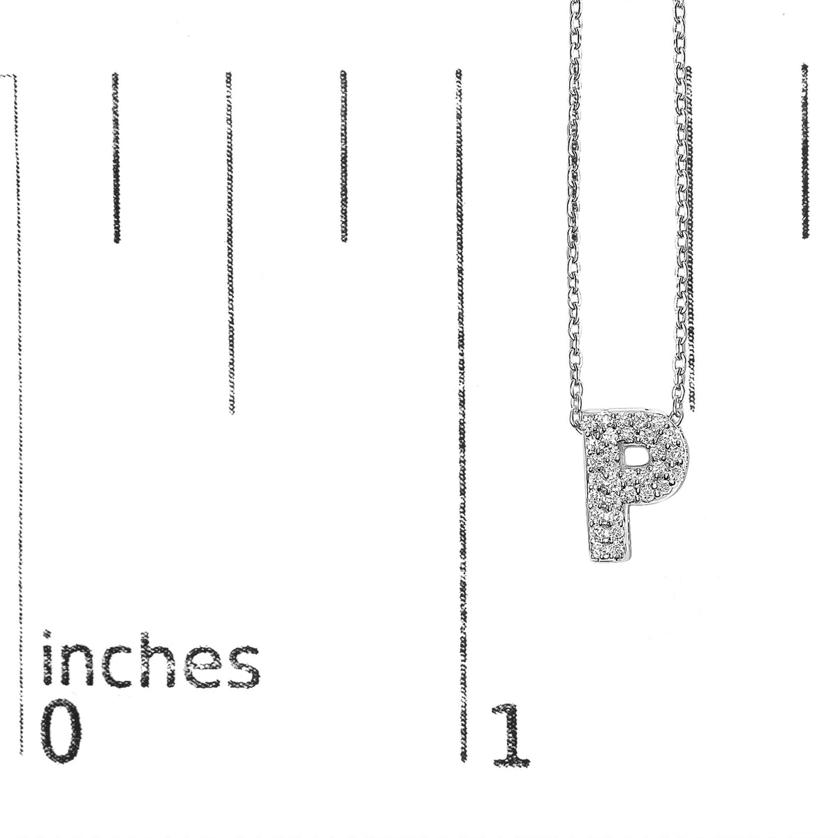 10K White Gold Diamond Accent "A-Z" Initial Bubble Pendant Necklace