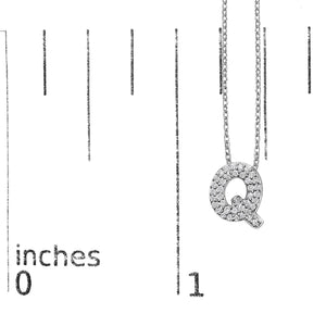 10K White Gold Diamond Accent "A-Z" Initial Bubble Pendant Necklace
