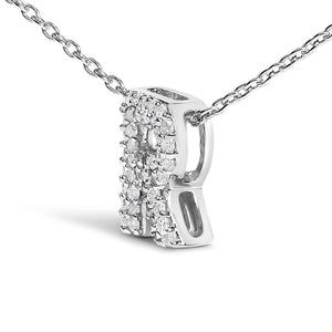 10K White Gold Diamond Accent "A-Z" Initial Bubble Pendant Necklace