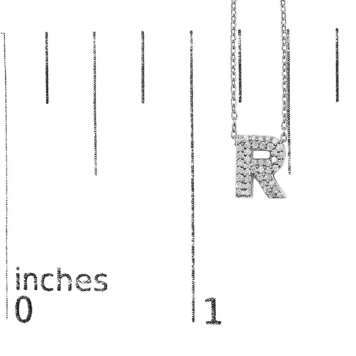 10K White Gold Diamond Accent "A-Z" Initial Bubble Pendant Necklace