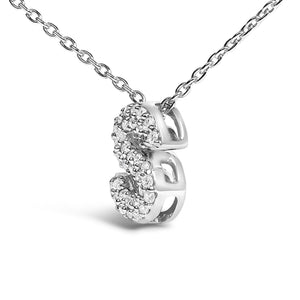 10K White Gold Diamond Accent "A-Z" Initial Bubble Pendant Necklace