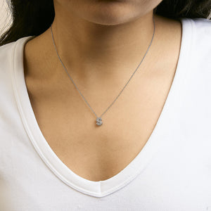 10K White Gold Diamond Accent "A-Z" Initial Bubble Pendant Necklace