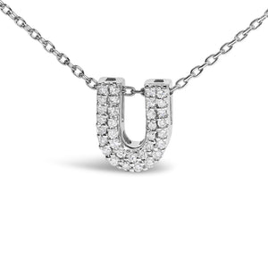 10K White Gold Diamond Accent "A-Z" Initial Bubble Pendant Necklace