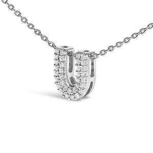 10K White Gold Diamond Accent "A-Z" Initial Bubble Pendant Necklace