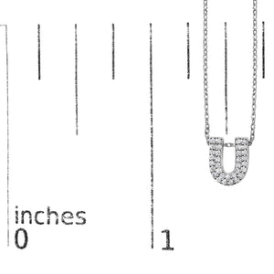 10K White Gold Diamond Accent "A-Z" Initial Bubble Pendant Necklace