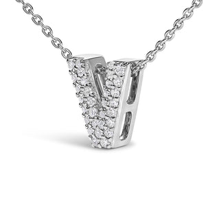 10K White Gold Diamond Accent "A-Z" Initial Bubble Pendant Necklace