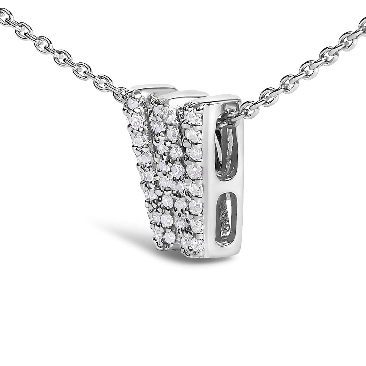 10K White Gold Diamond Accent "A-Z" Initial Bubble Pendant Necklace