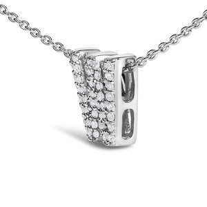 10K White Gold Diamond Accent "A-Z" Initial Bubble Pendant Necklace