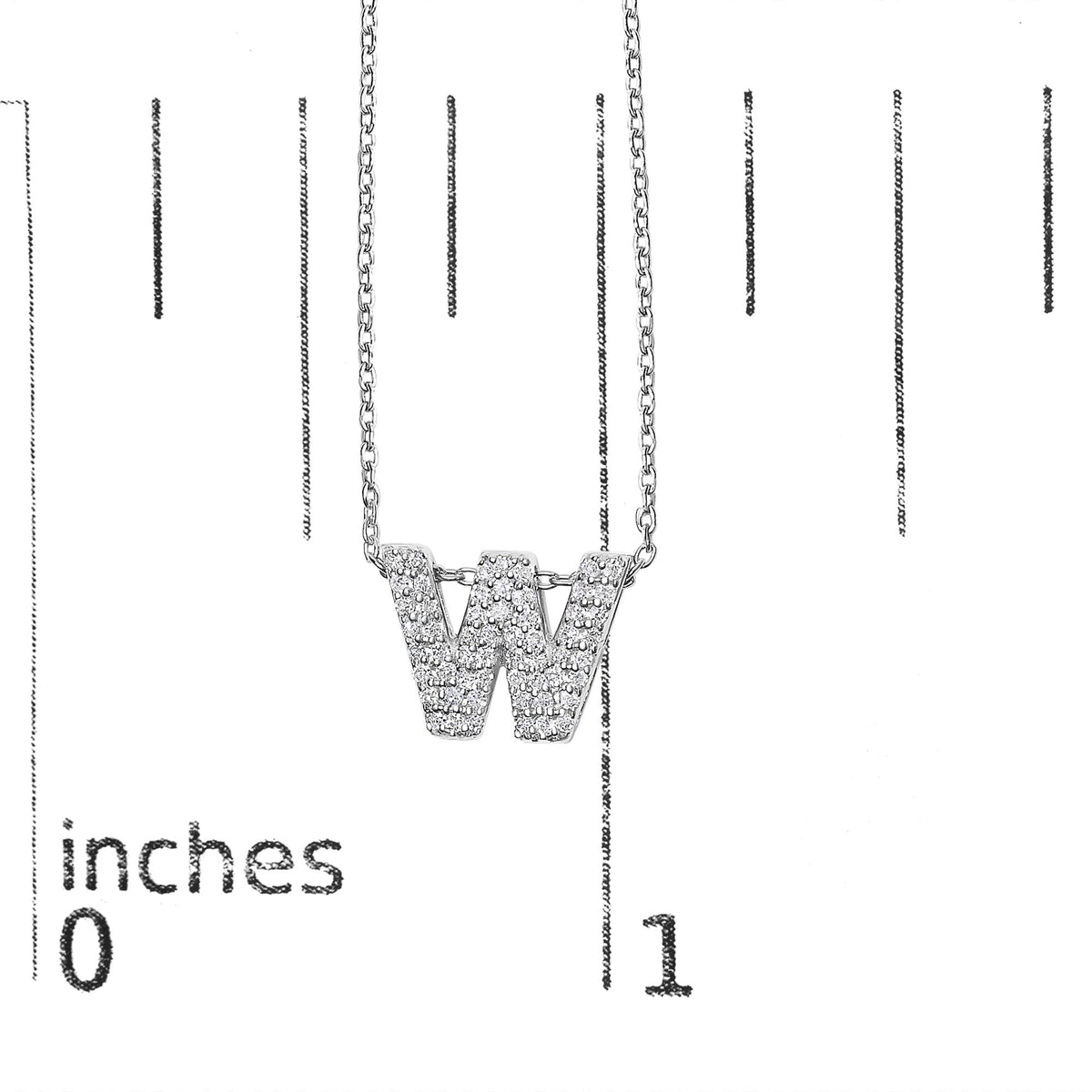 10K White Gold Diamond Accent "A-Z" Initial Bubble Pendant Necklace