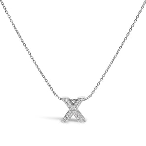10K White Gold Diamond Accent "A" Initial Bubble Pendant Necklace